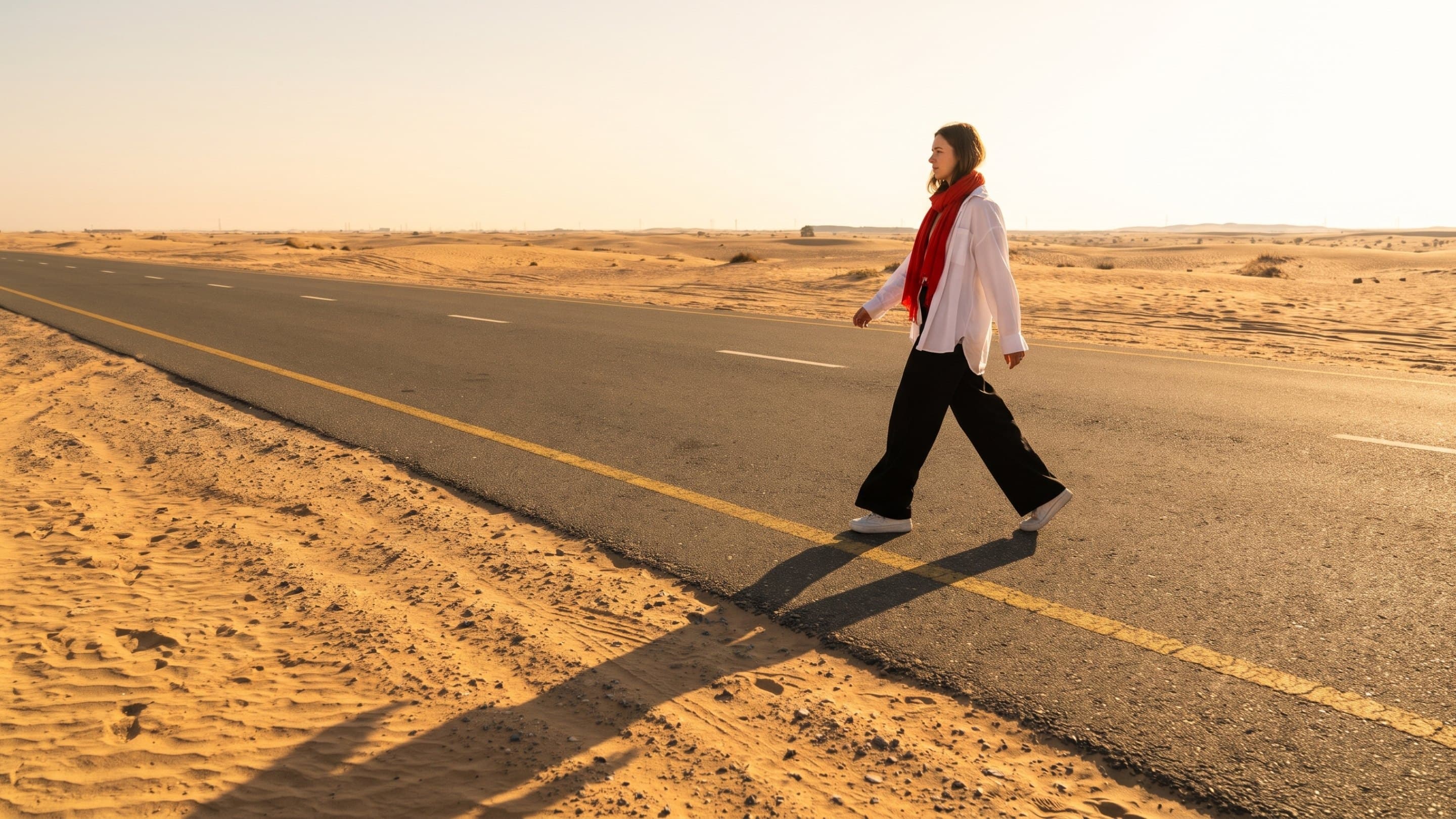 The Originals campaign on a desert road at sunrise