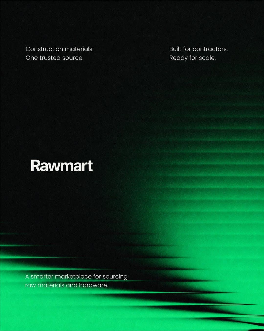 The Rawmart wordmark on black over a band of green light
