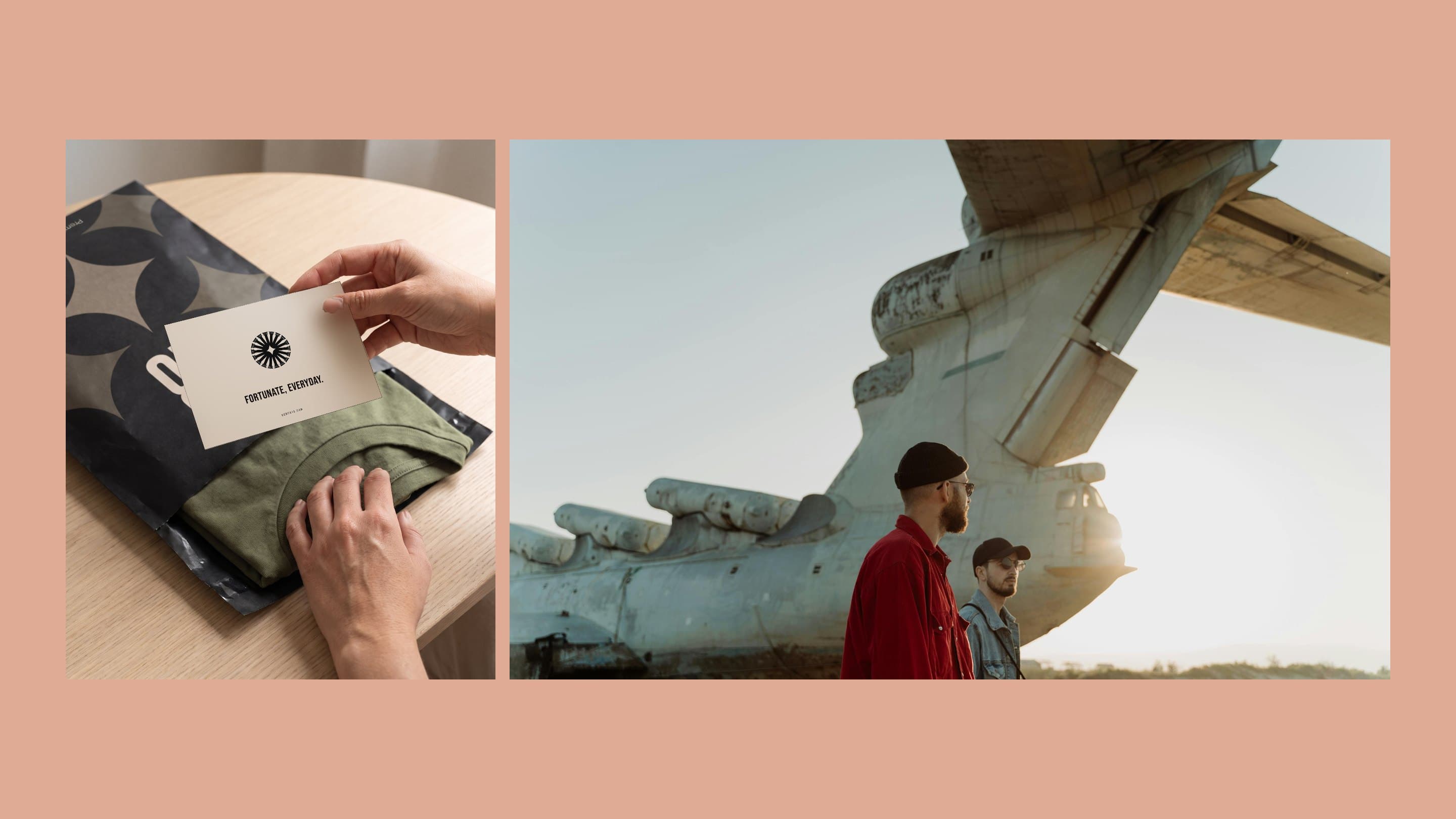 The BO18 thank-you card laid over a mailer, and two friends by an old plane from the BO18 campaign