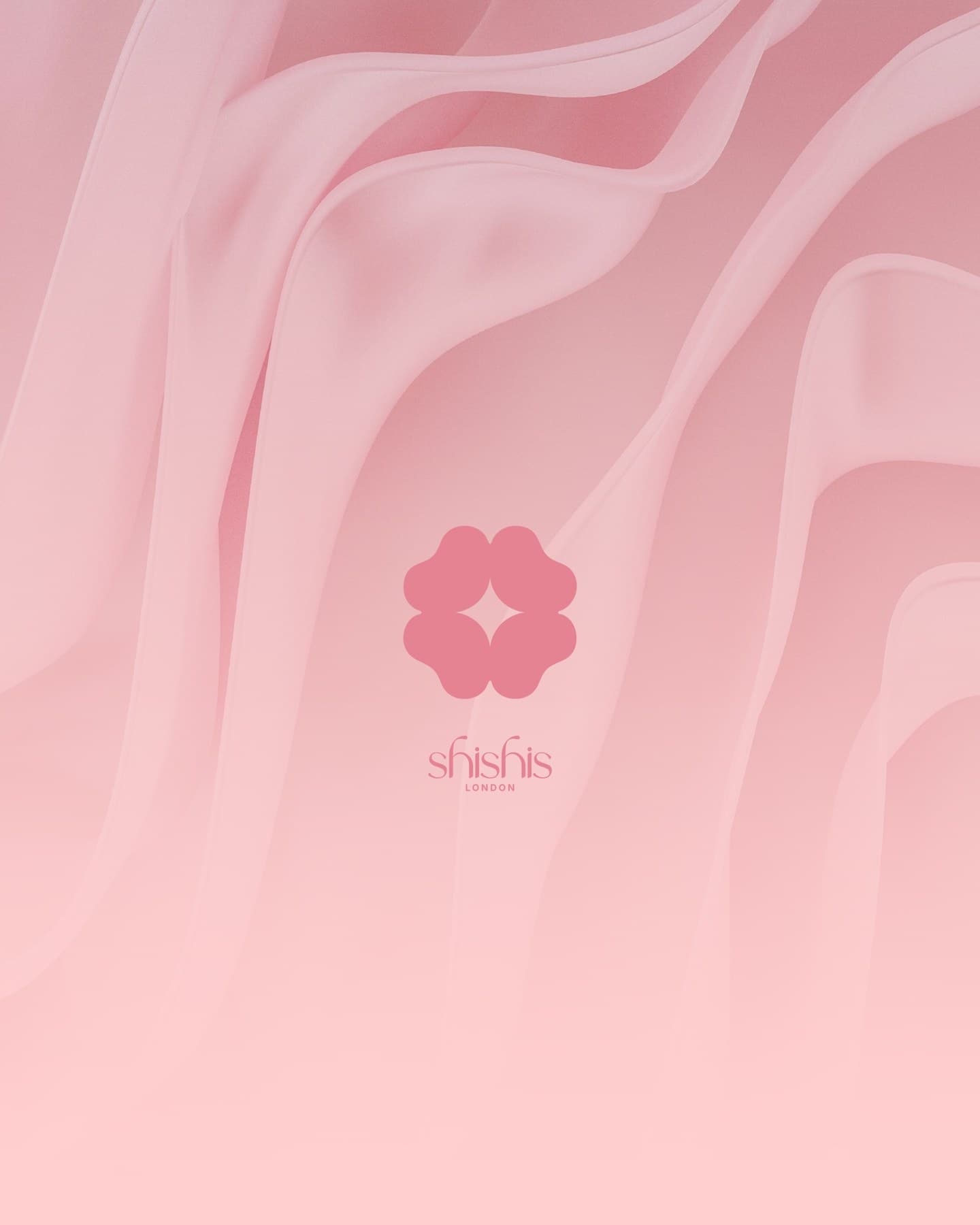 A Shishis post: the flower and the wordmark on pink silk
