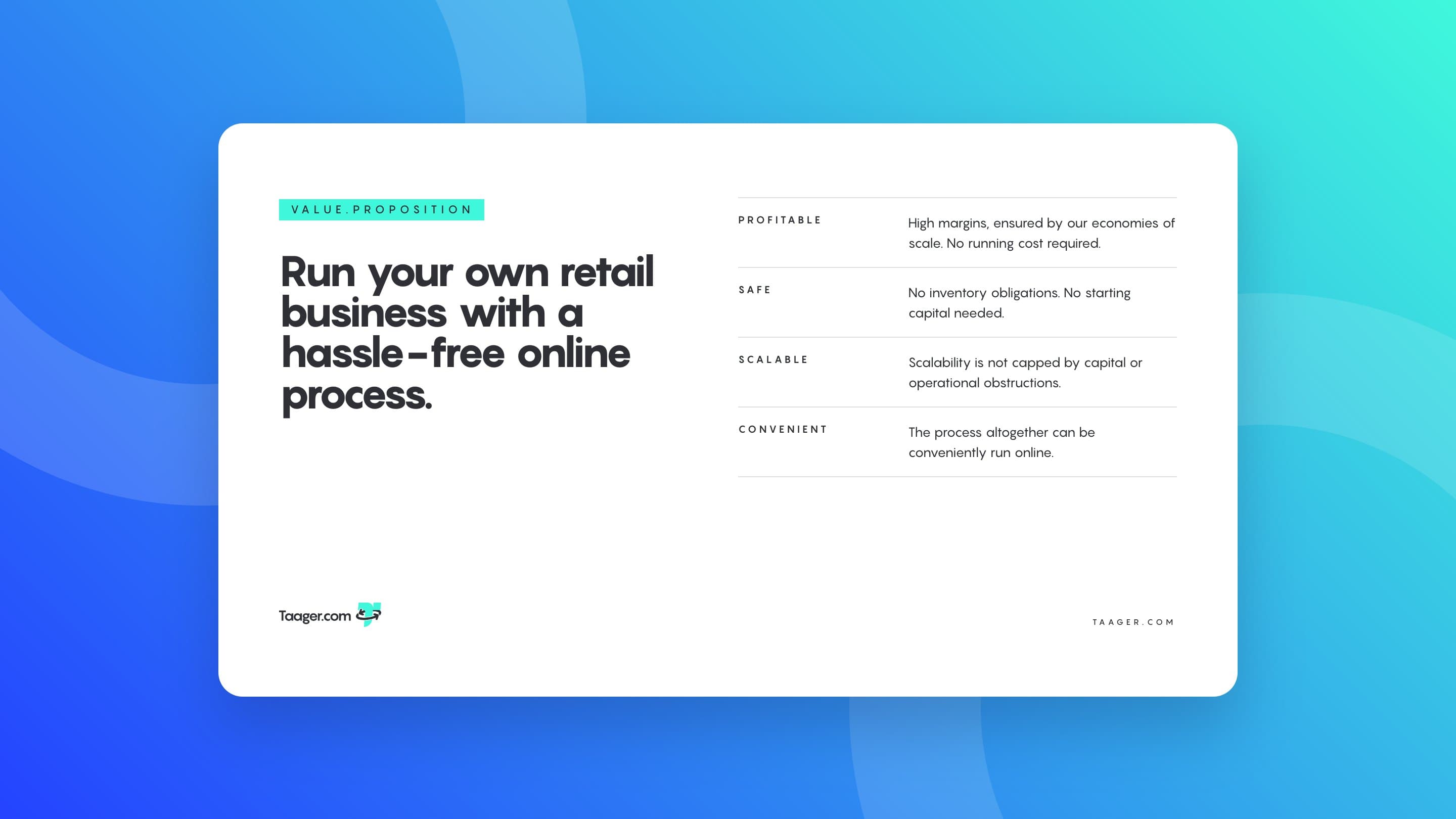 The value proposition on the brand gradient: profitable, safe, scalable, convenient